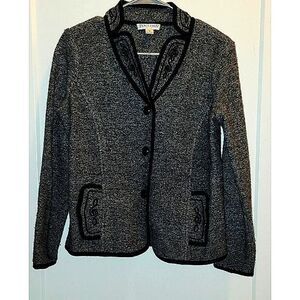 Pendleton Wool Grey Black Floral Embroidered Jacket Blazer Size S P